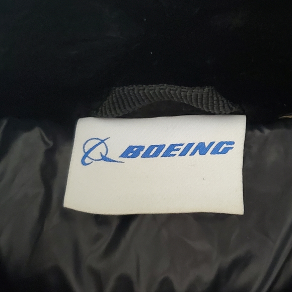 Boeing XXL dark blue Goose Down puffer jacket with faux fur collar - Picture 3 of 4